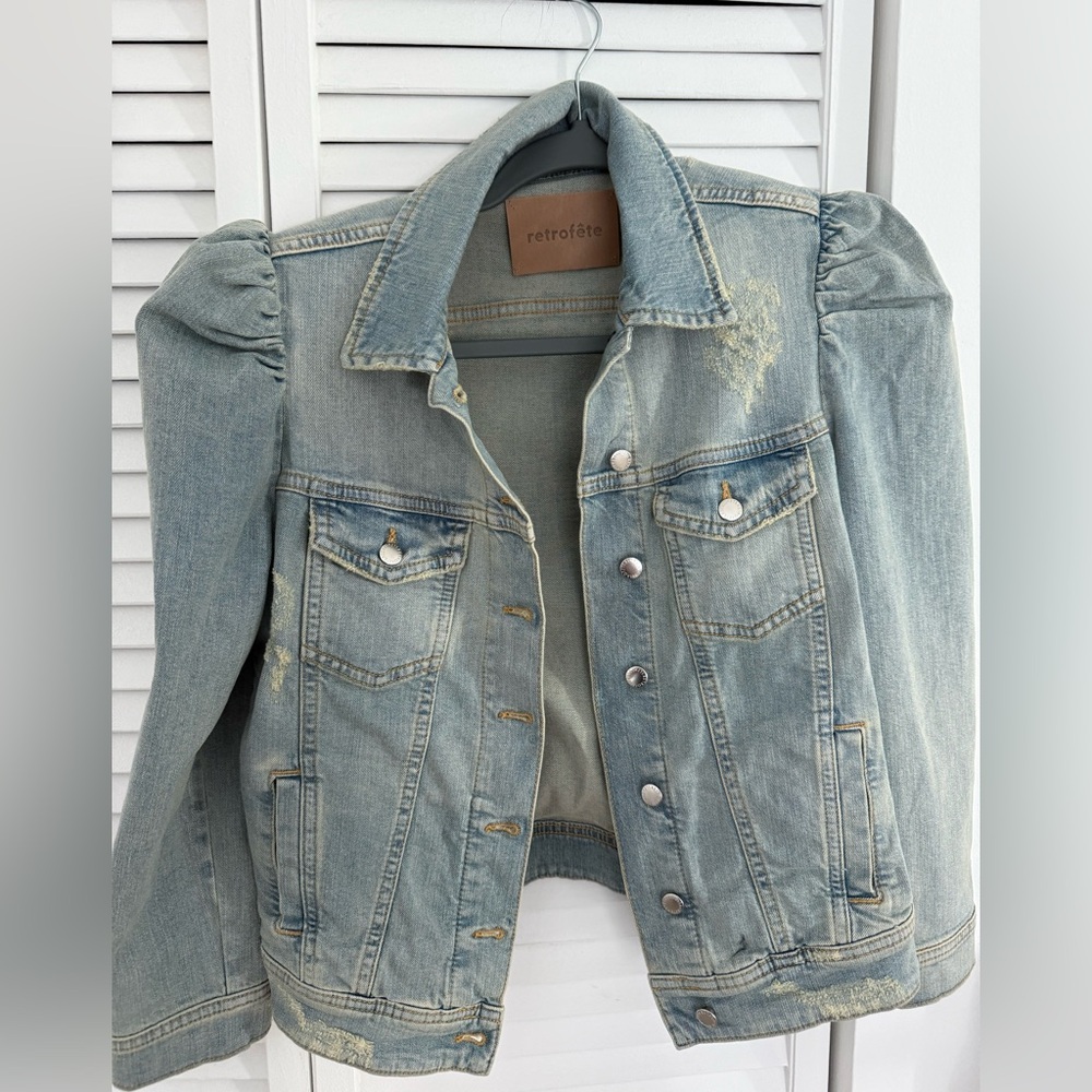 Retrofete Denim Jacket with Puff Shoulders